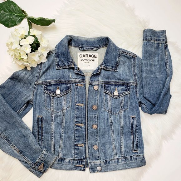 Garage Jackets & Blazers - Garage Denim Classic Fit Distressed Jean Jacket, S